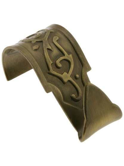 Scrolling Vine Picture Moulding Hook in Antique Brass.